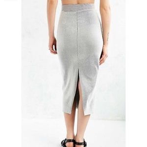 Pin stripe ribbed midi skirt